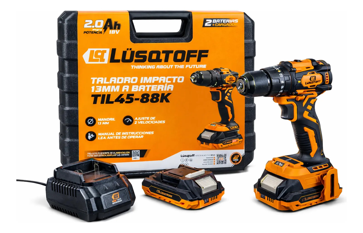 Taladro Percutor Brushless 13mm 18V Lusqtoff TIL45-8BK