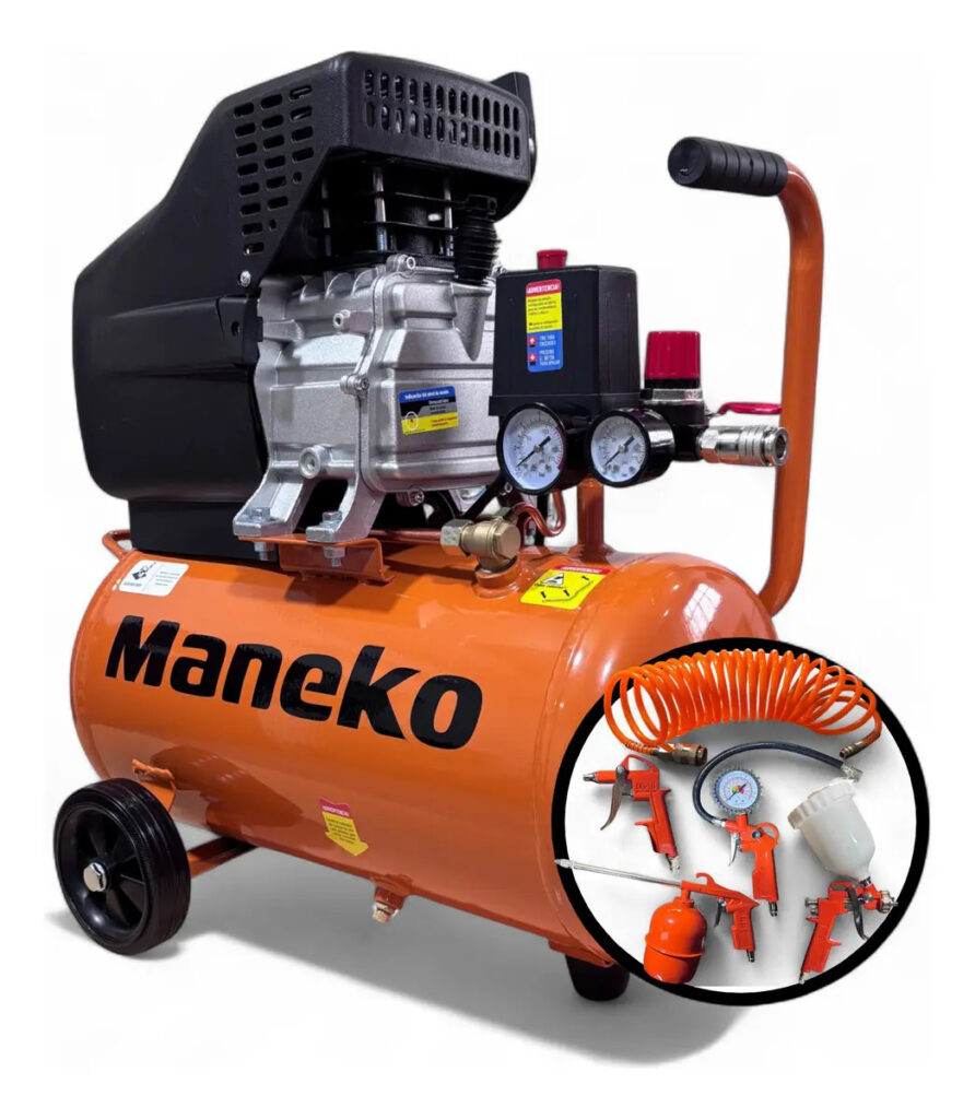 Compresor de Aire Maneko 24L 2.5HP MNK-AC24K + Kit 5 Piezas