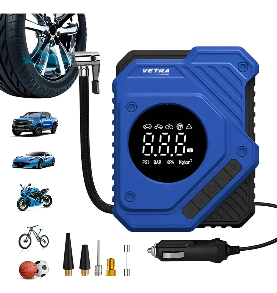 Compresor Inflador Vetra by Gadnic 150 PSI 12V Pantalla LED + Boquillas